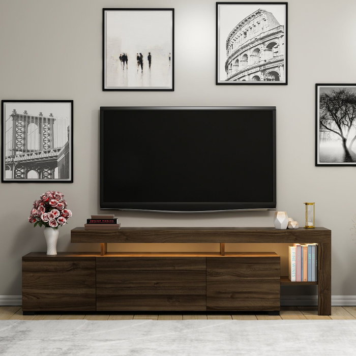 Hanah Home Soporte para TV Beliz Nogal con Luces LED